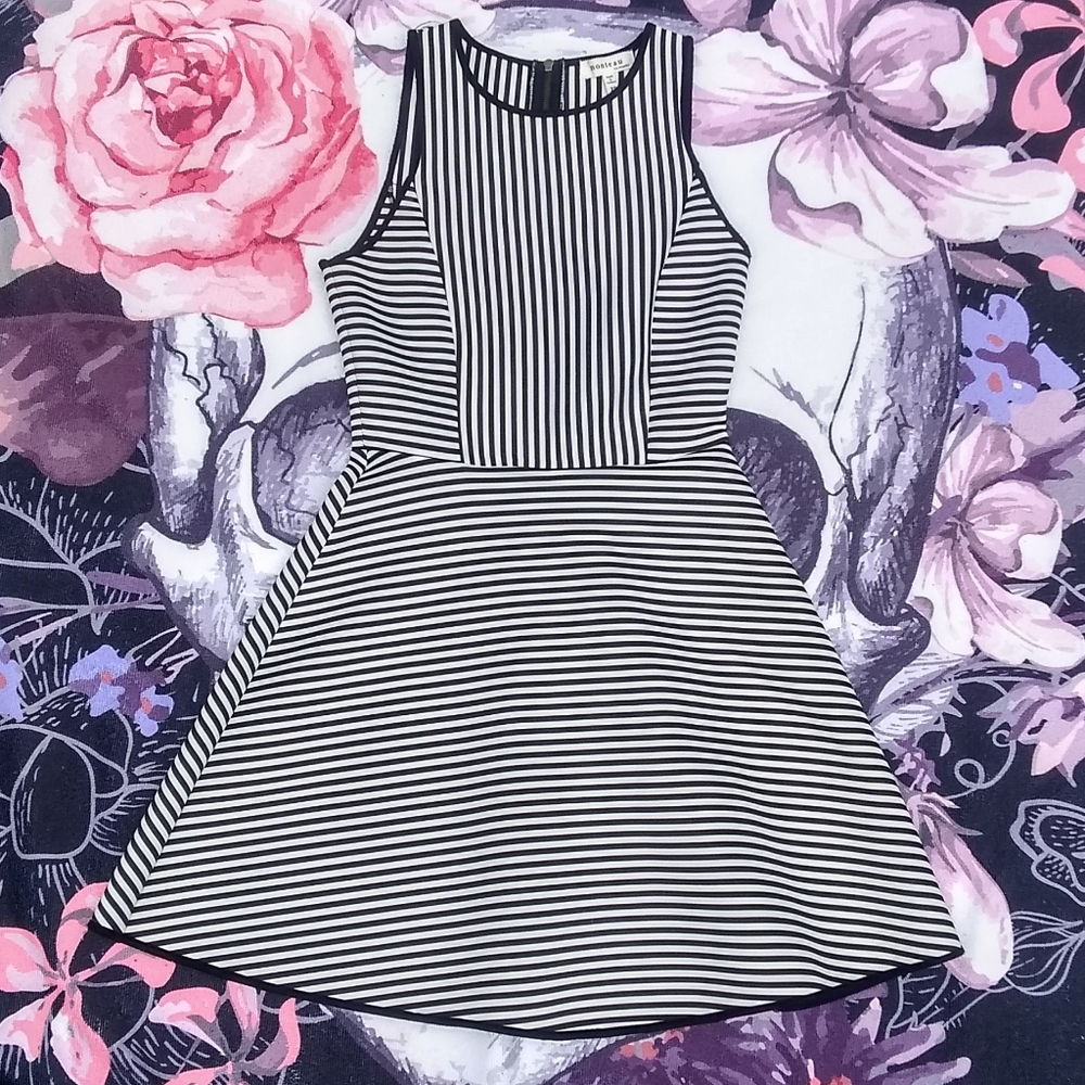 Black and white striped scuba dress